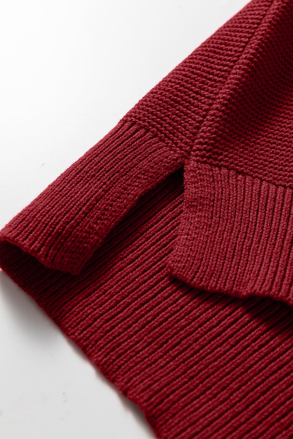 Red Dahlia Solid Color Front Seam Drop Shoulder Loose Sweater