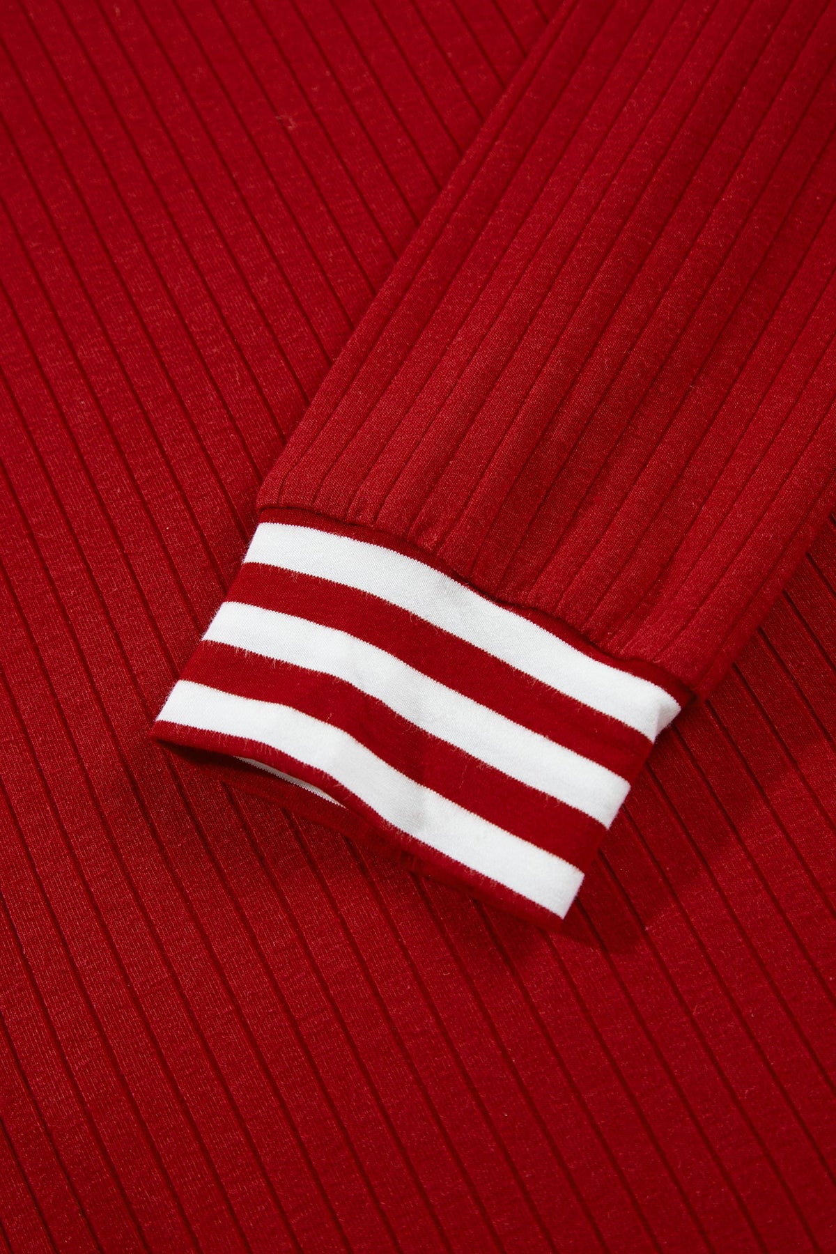 Red Dahlia Striped Contrast Tie Collar Cuffed Casual Long Sleeve Top