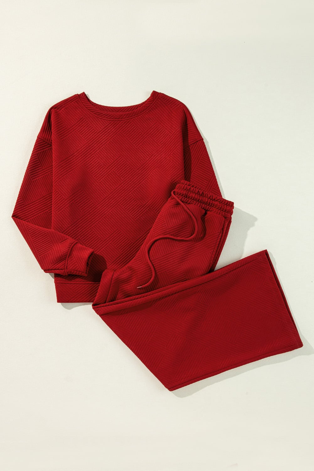 Red Dahlia Ultra Loose Textured 2pcs Slouchy Outfit