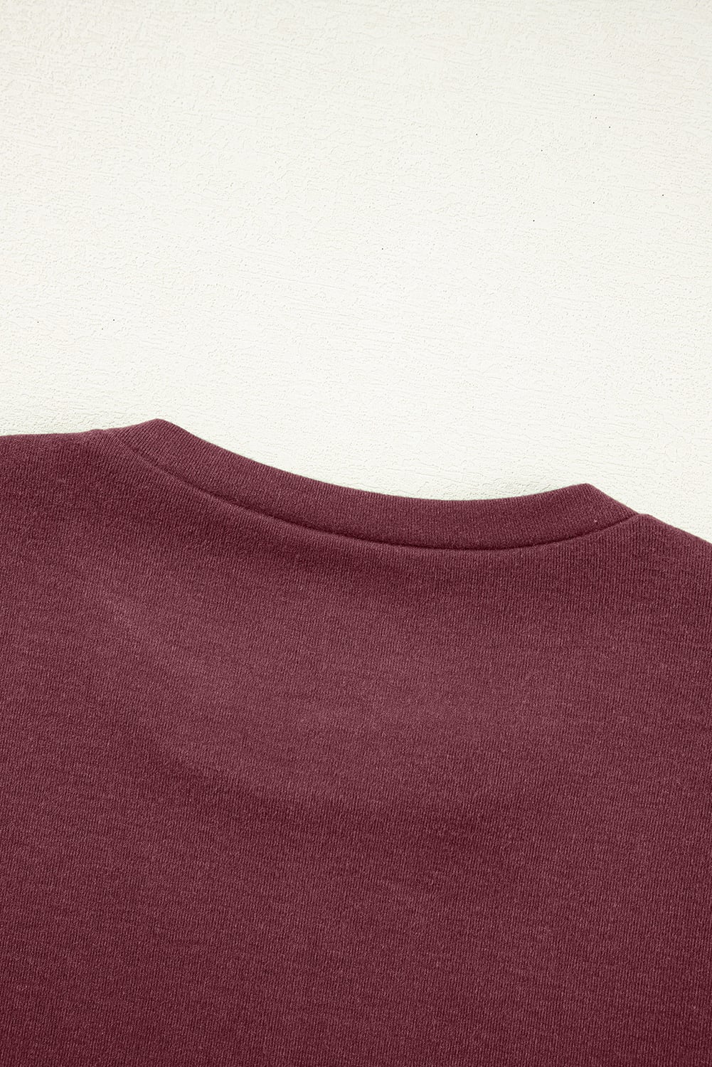 Red Dahlia Solid Exposed Seam Crew Neck Long Sleeve Top