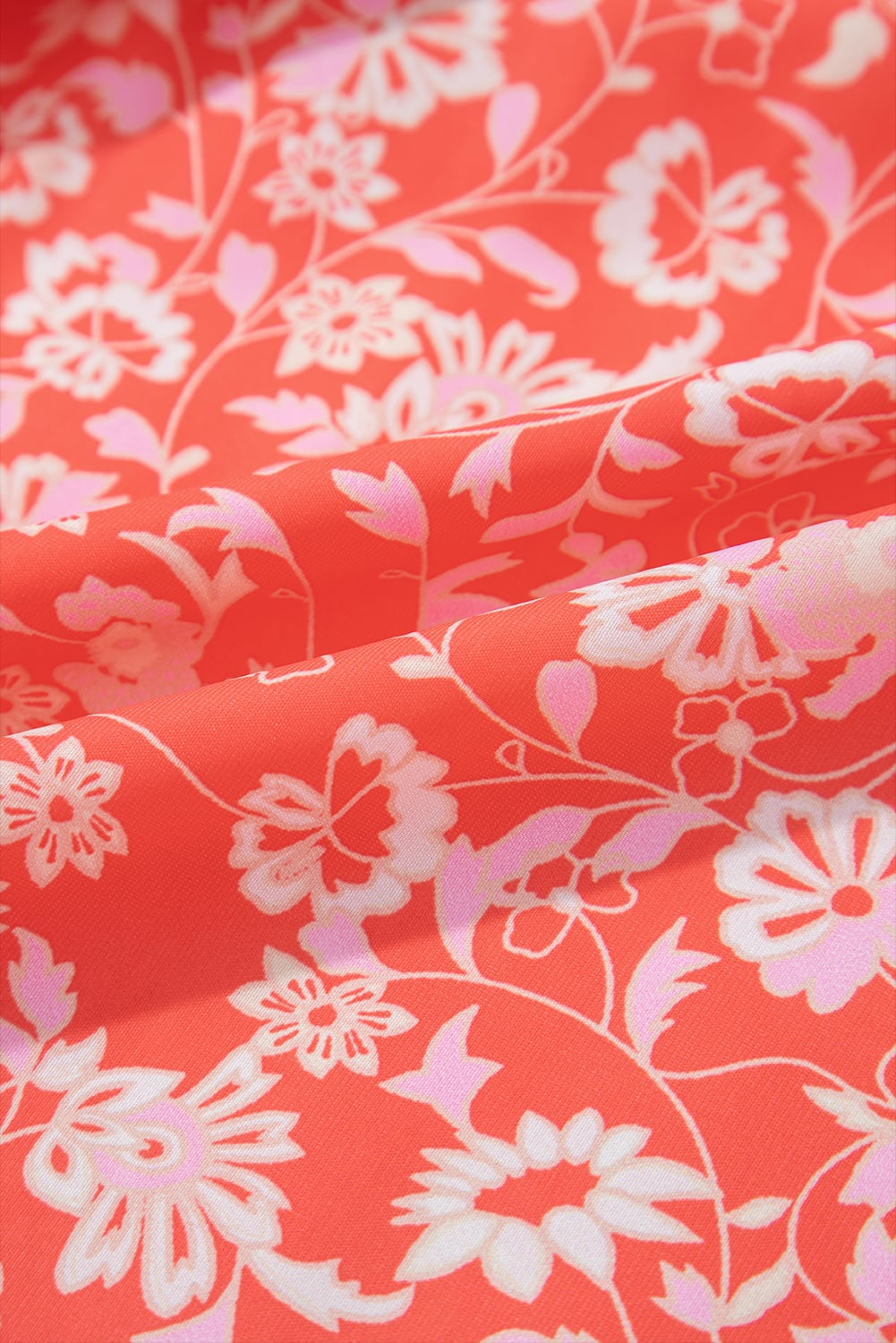 Red Floral Print Tasseled Tied Sleeve Empire Waist Maxi Dress