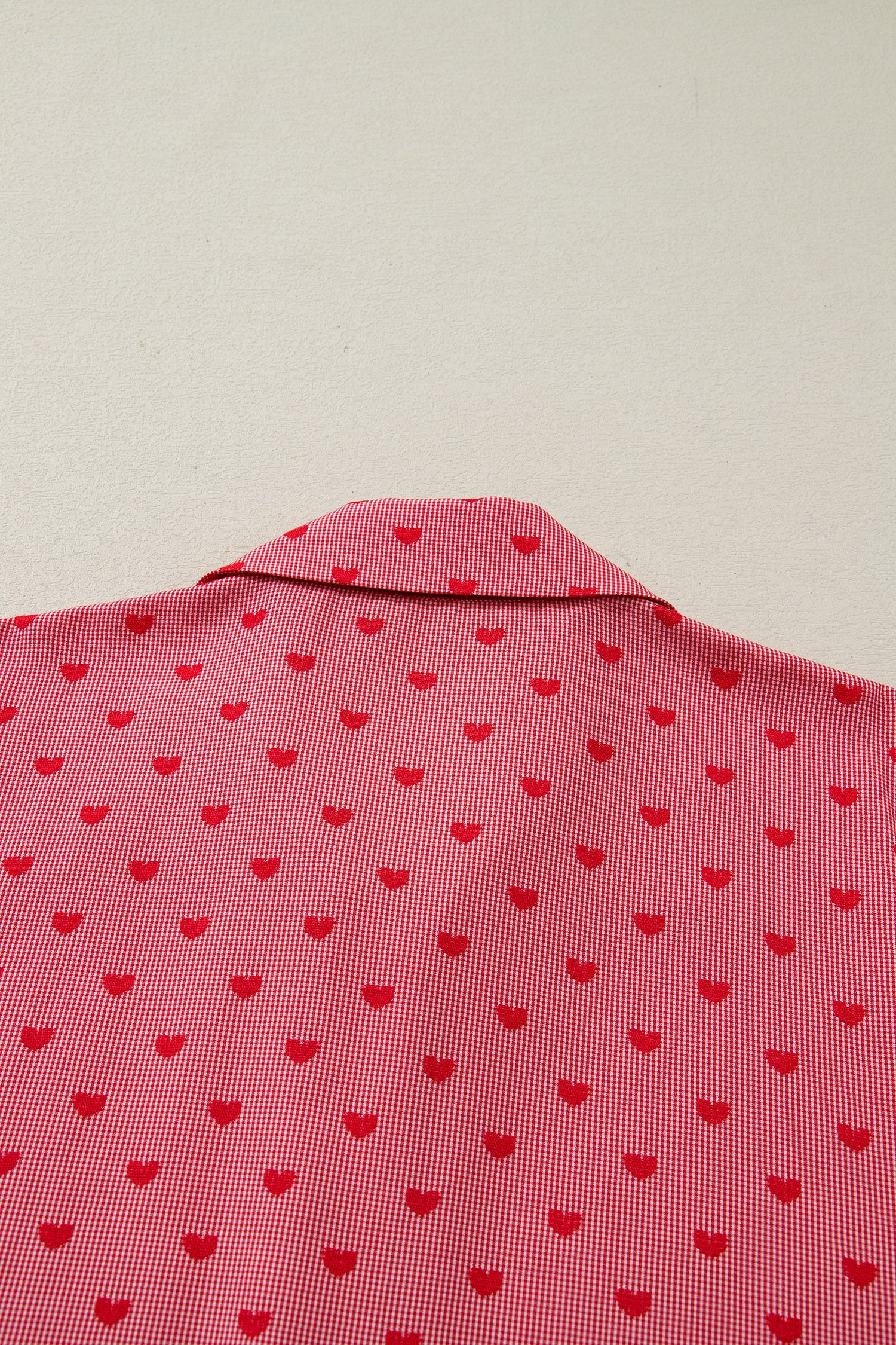 Red Heart Shape Print Half Sleeve Loose Valentine Shirt