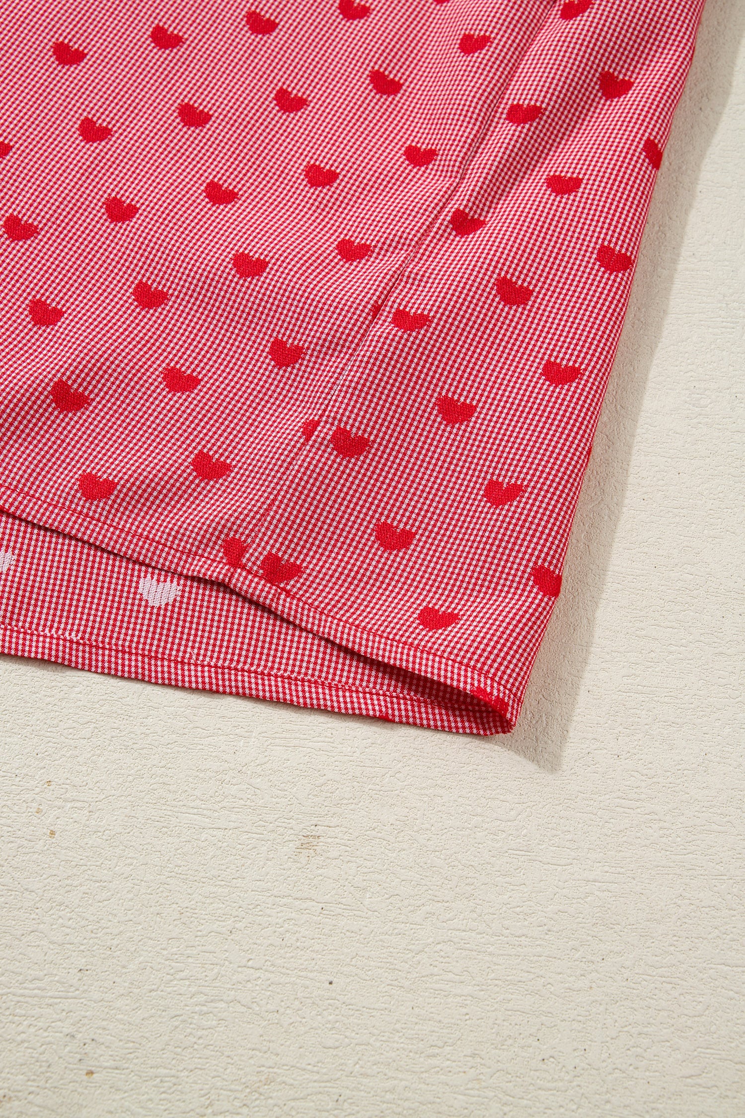 Red Heart Shape Print Half Sleeve Loose Valentine Shirt