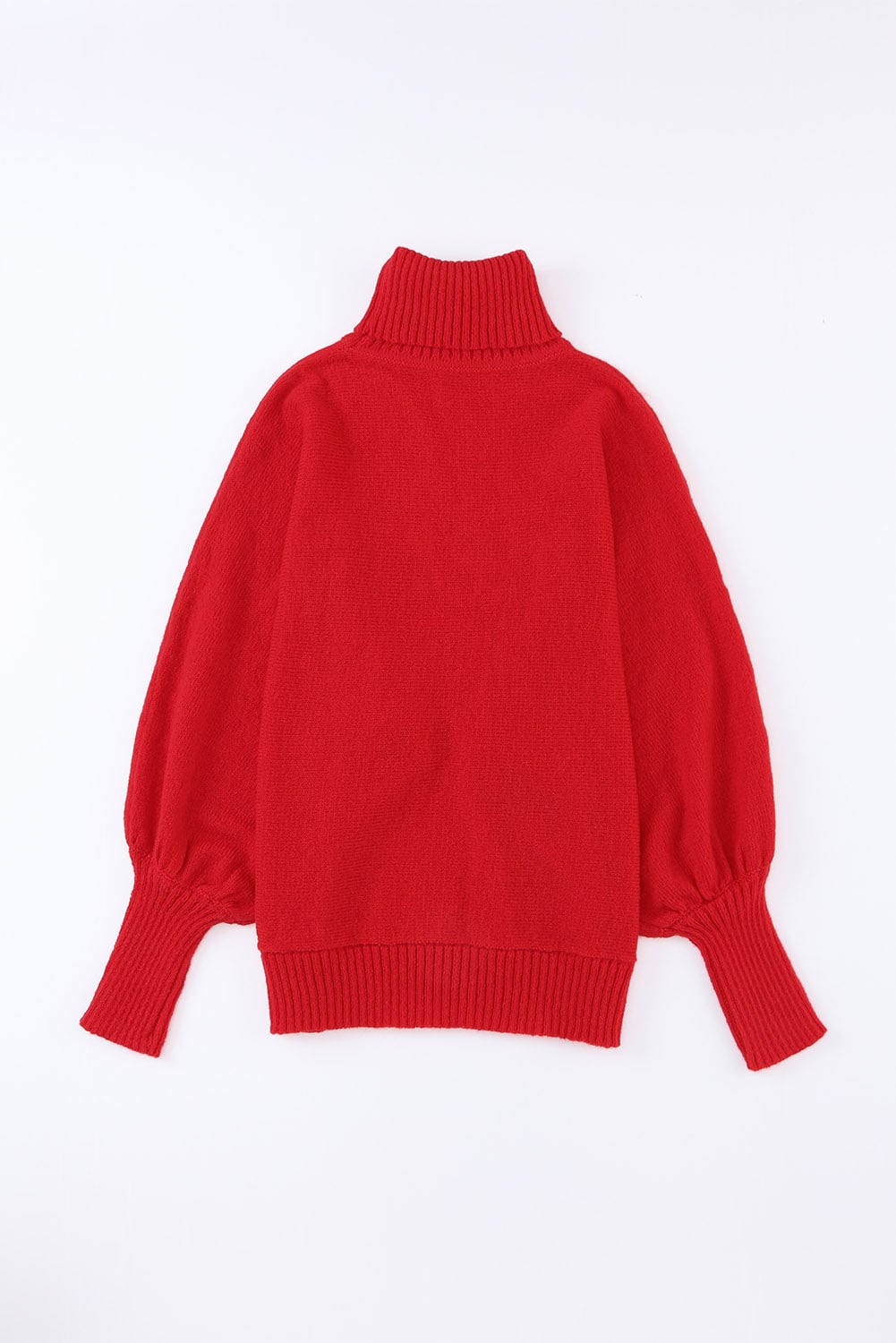 Fiery Red Merry Letter Embroidered High Neck Sweater