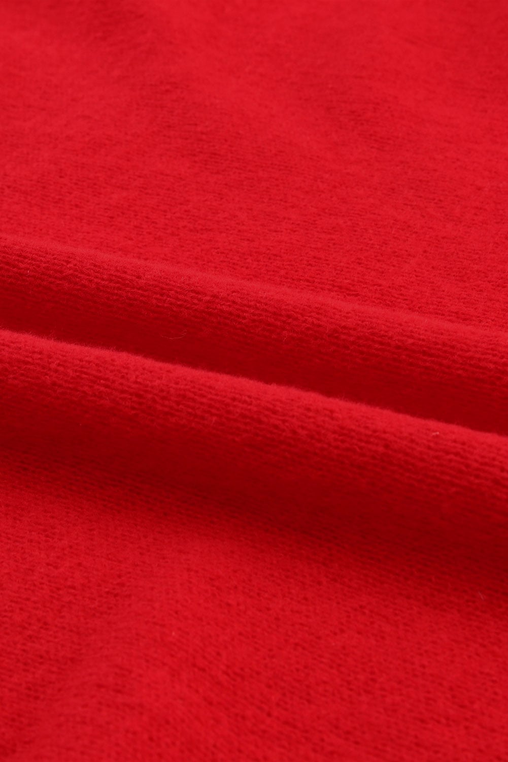 Fiery Red Merry Letter Embroidered High Neck Sweater