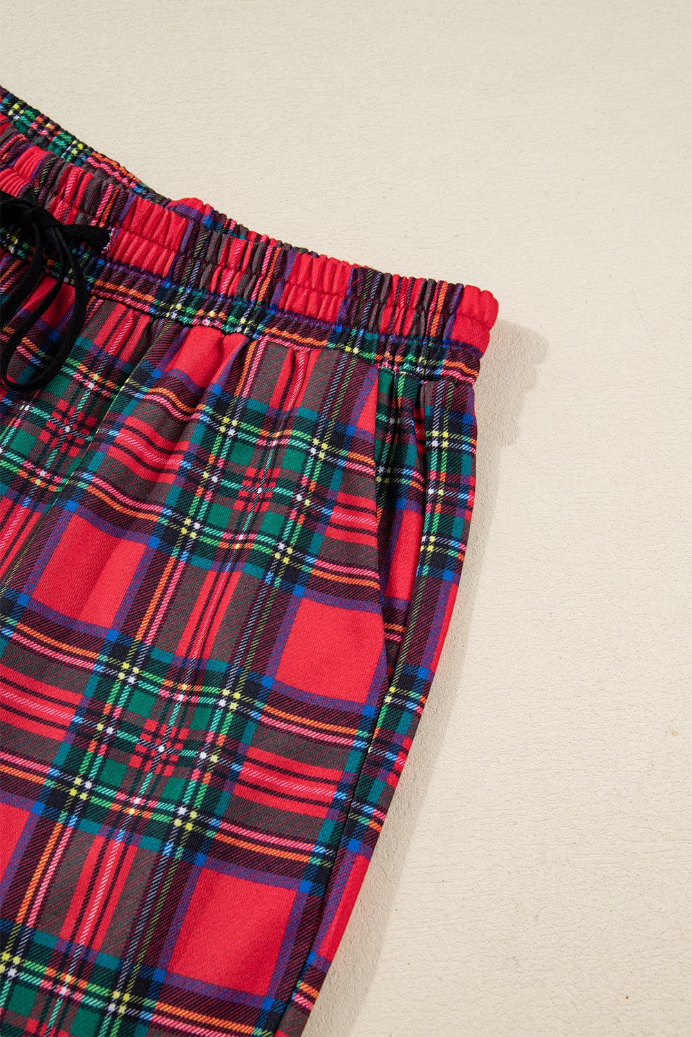 Red Plaid Mama Graphic Christmas Holiday Crewneck Pullover and Pants Two Piece Lounge Set