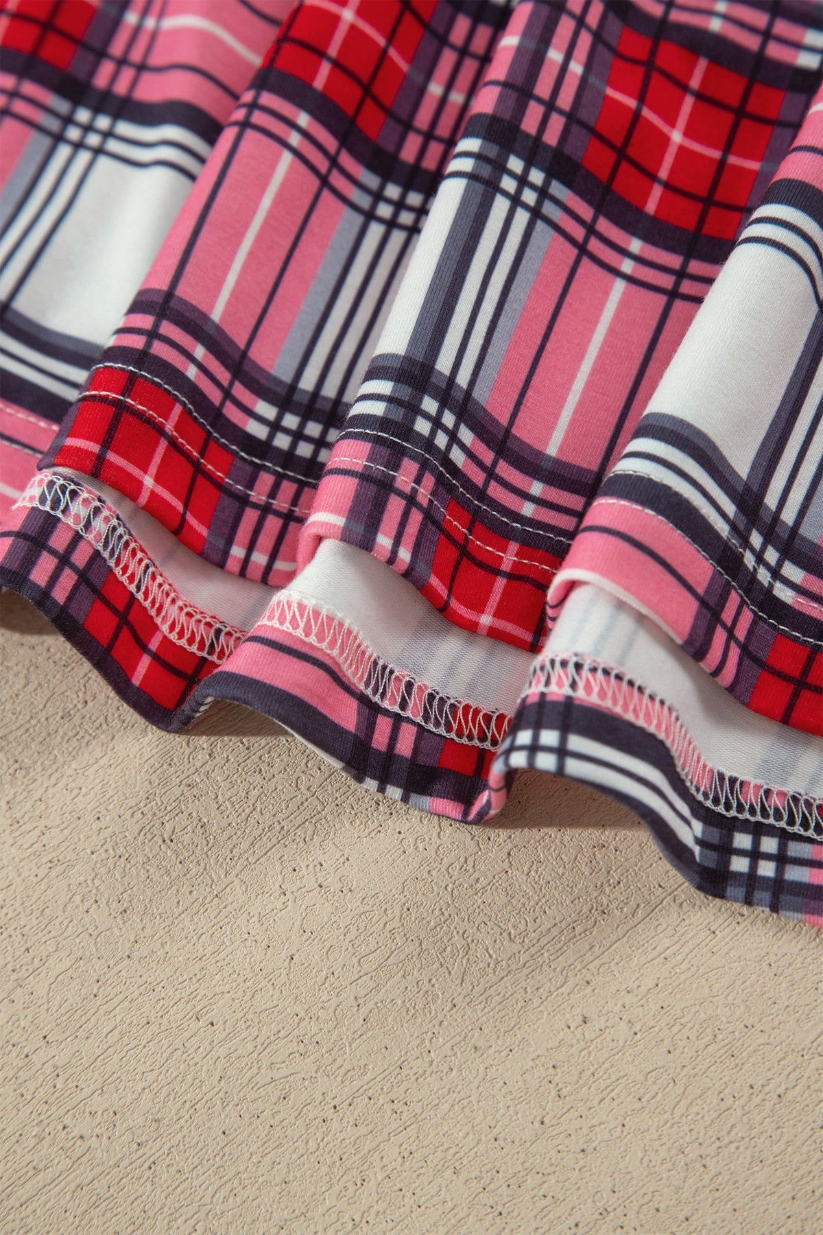 Red Plus Size Short Sleeve Button Down Plaid Pajama 2pcs Pant Set