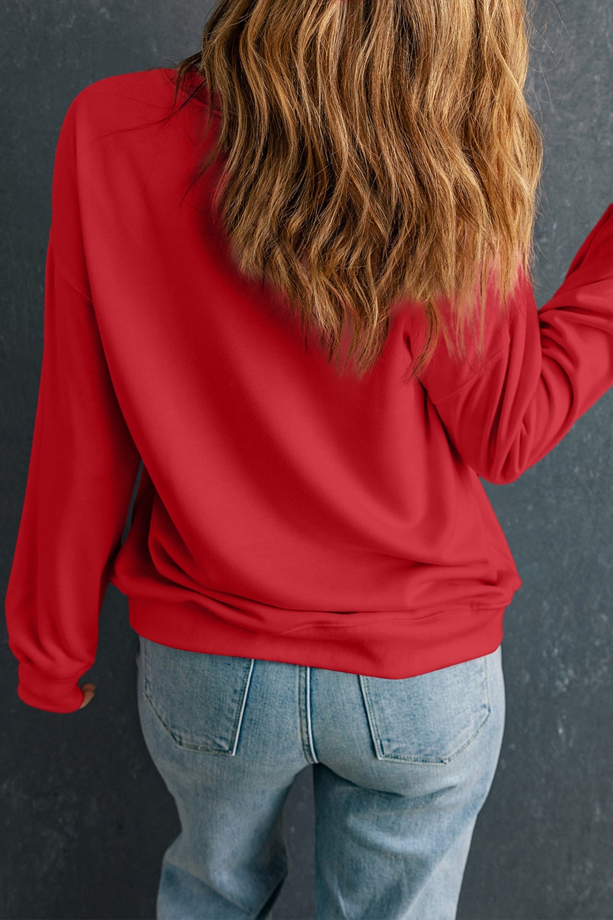 Red Rhinestone Santa Crewneck Holiday Festive Sweatshirt