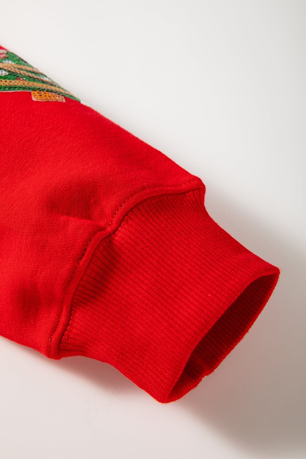 Red Sequin Christmas Tree Graphic Drop Shoulder Sweatshirt