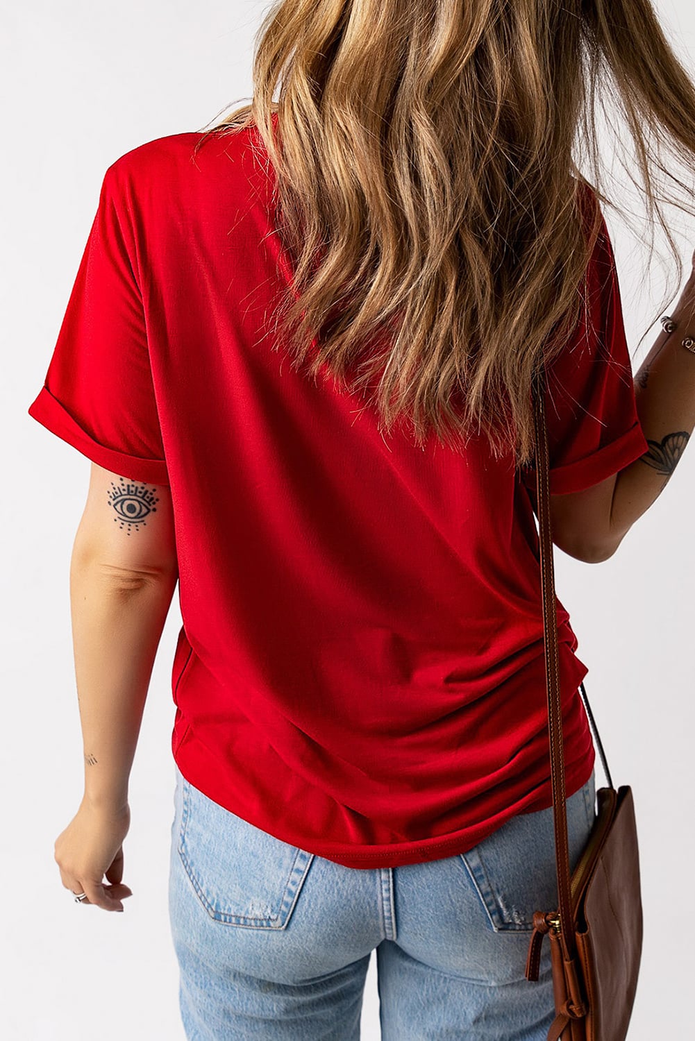 Red Star USA Print Crewneck Patriotic T Shirt