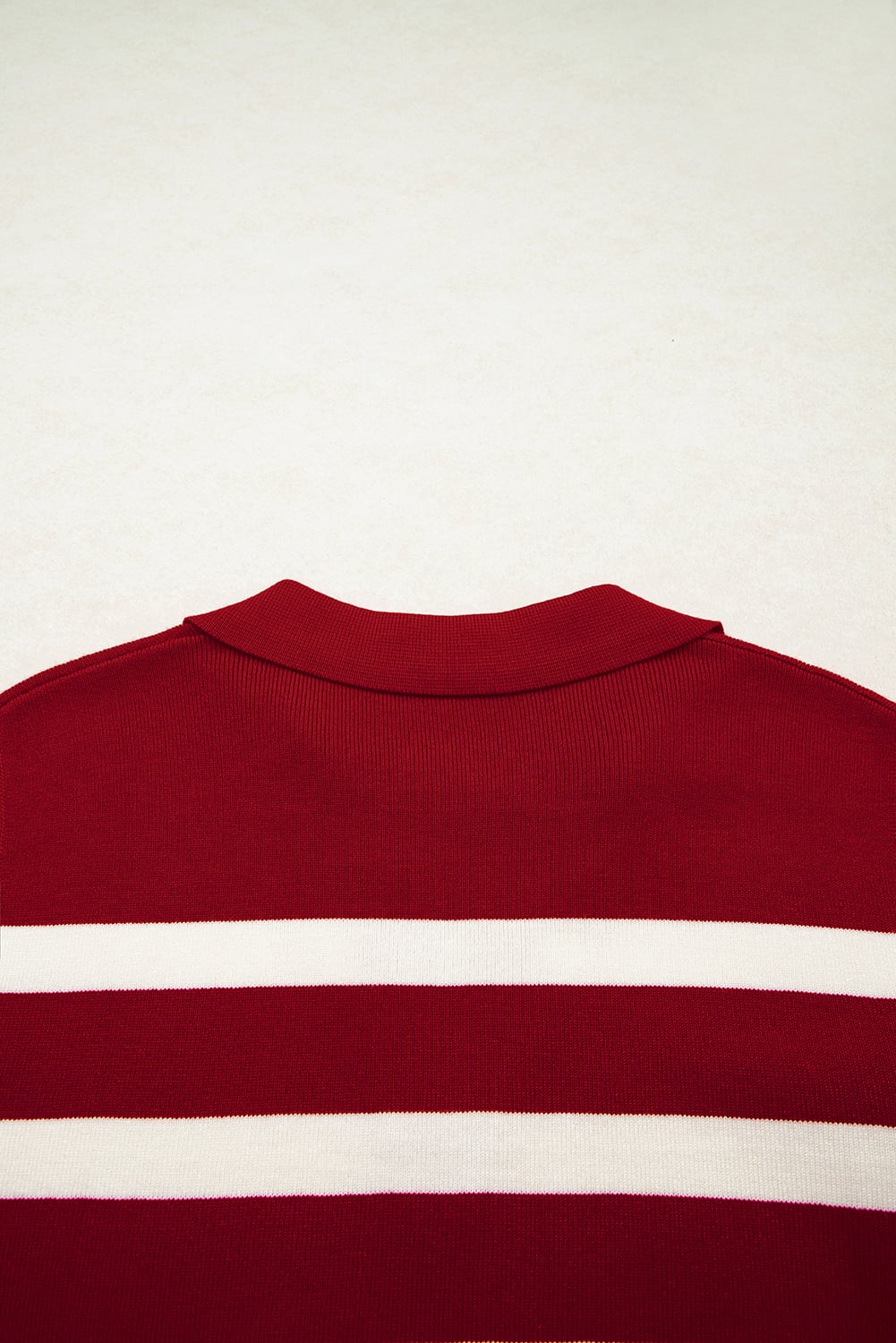 Red Stripe Collared Split Neck Sweater Vest