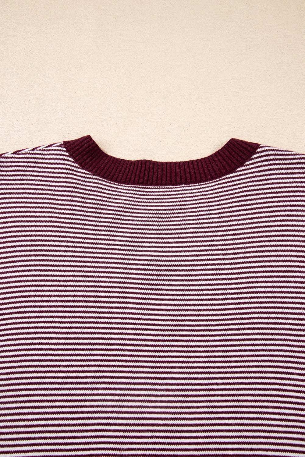 Red Stripe Color Block Patchwork Dolman Oversize Tunic Sweater