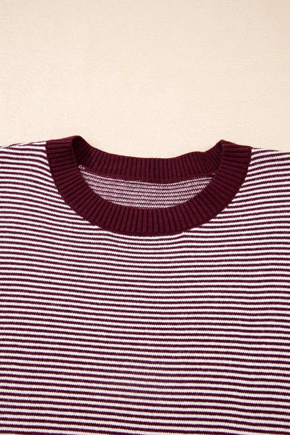 Red Stripe Color Block Patchwork Dolman Oversize Tunic Sweater