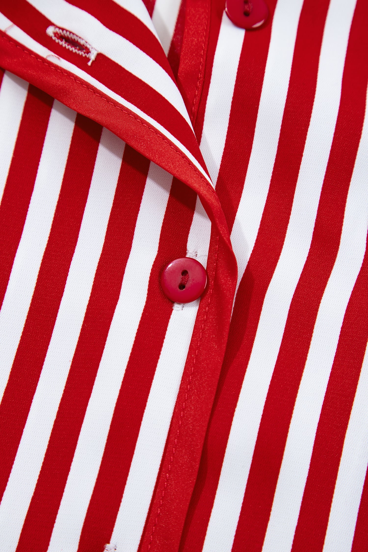 Red Stripe Contrast Velvet Trim Bow Knot Waist 2pcs Pajama Set