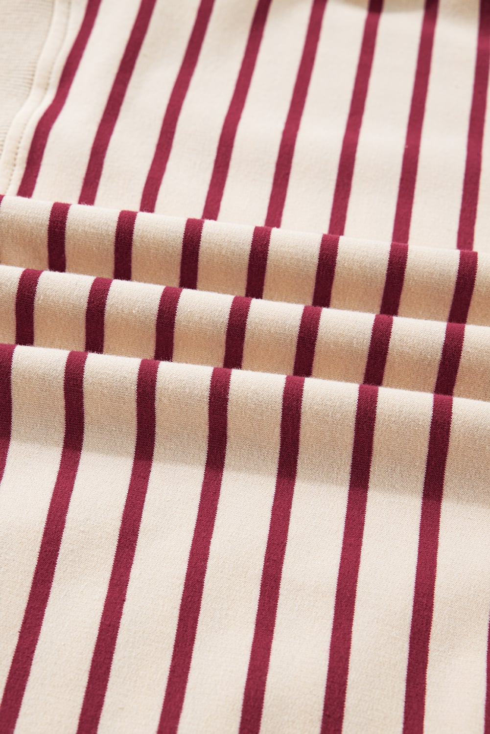Red Stripe Cropped Collared Drop Shoulder Pullover and Bubble Mini Skirt Set