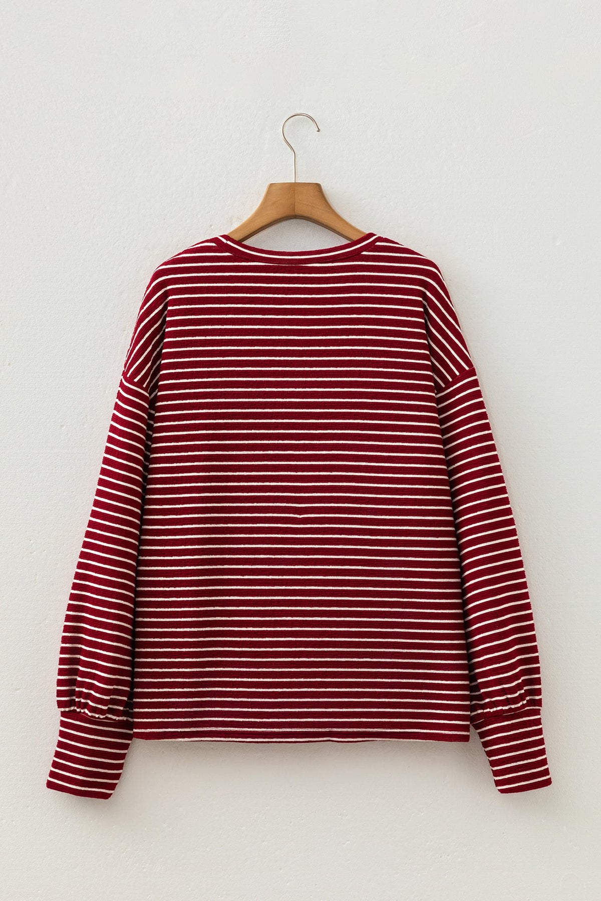 Red Stripe Drop Shoulder Long Sleeve Top