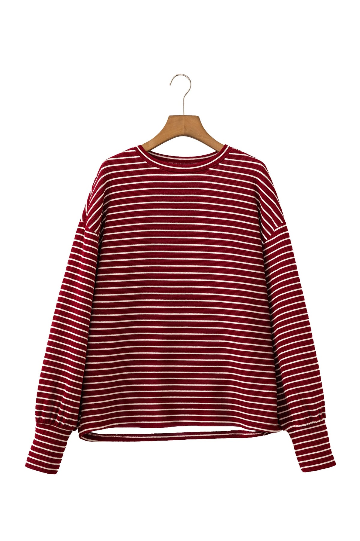 Red Stripe Drop Shoulder Long Sleeve Top