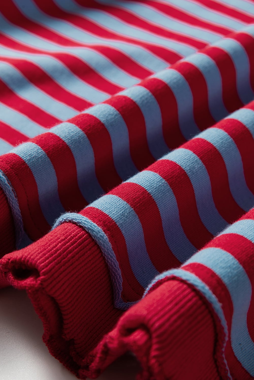 Red Stripe Exposed Seam Contrast Ribbed Trim Oversize Sweatshirt