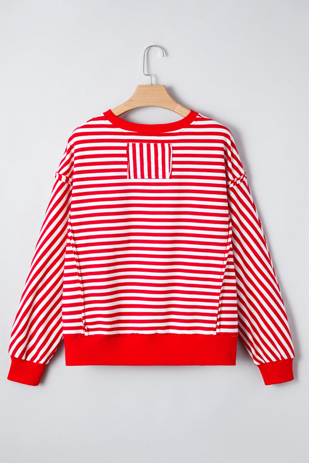Red Stripe Holly Jolly Sequin Graphic Drop Shoulder Long Sleeve Top