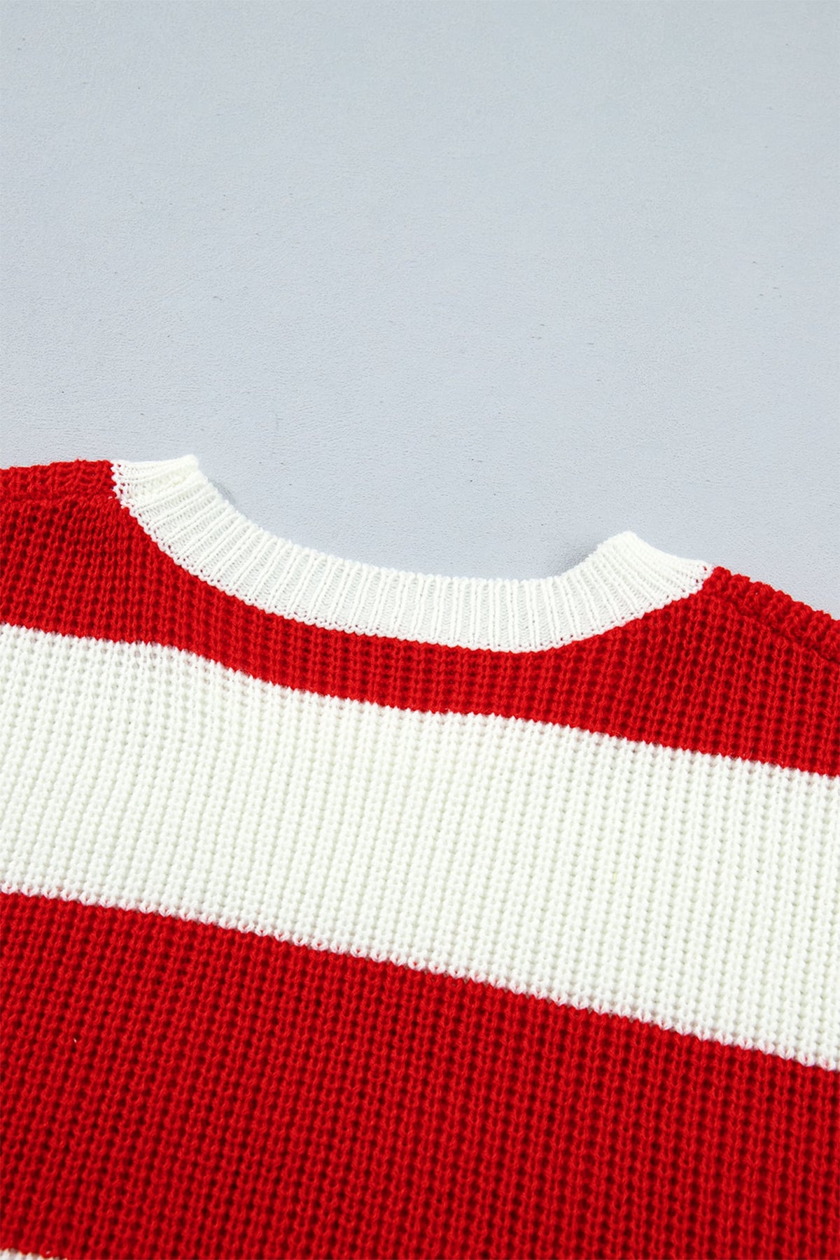 Red Stripe MERRY Drop Shoulder Long Sleeve Christmas Sweater