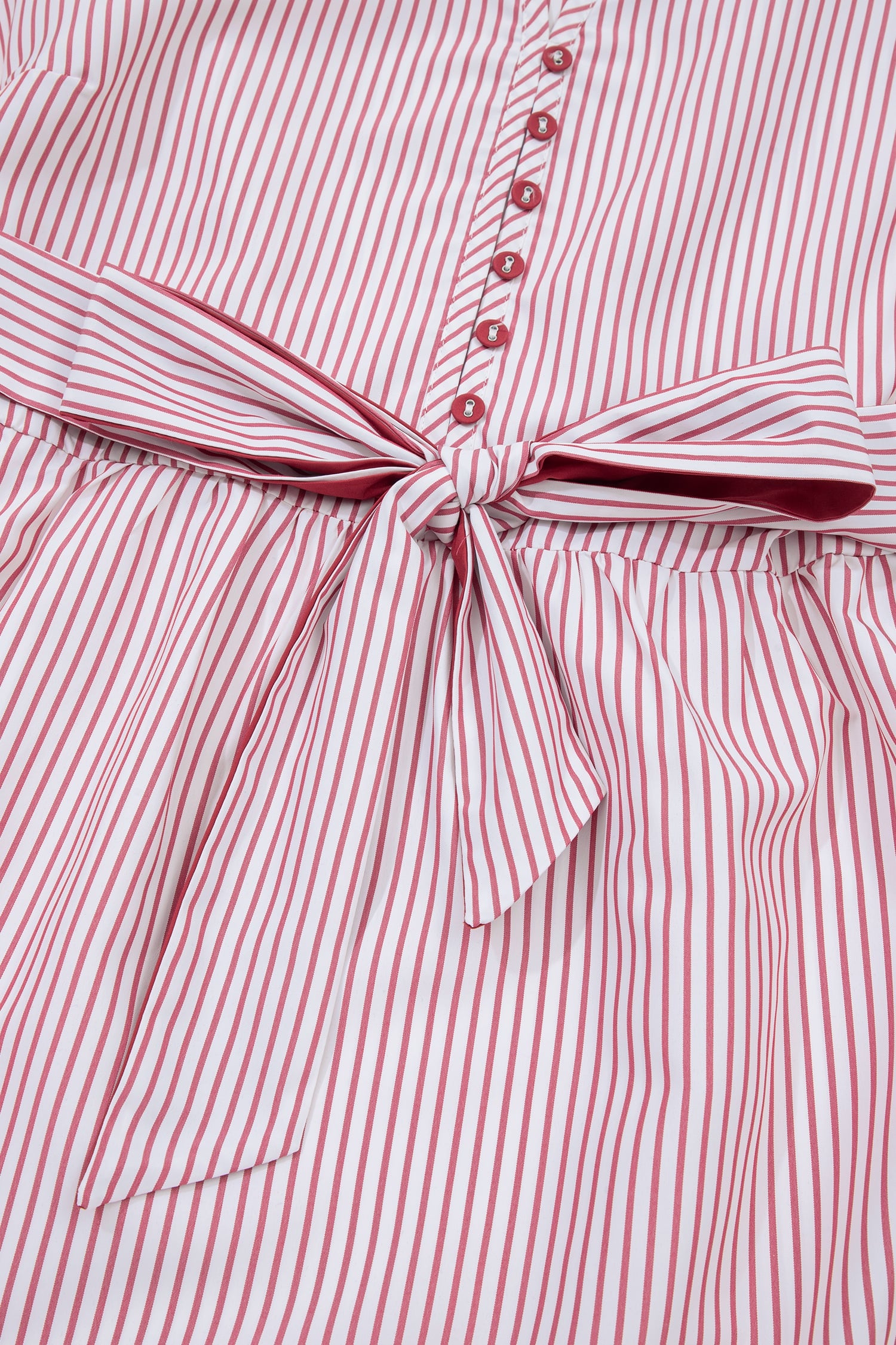 Red Stripe Plus Size Ruffled Hem Pinstriped Midi Dress