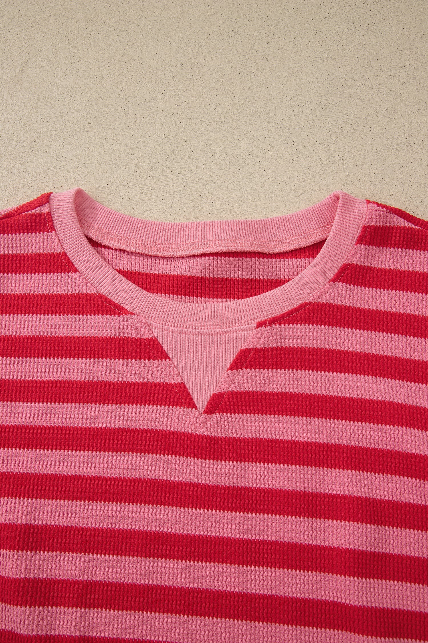 Red Stripe Puff Short Sleeve T Shirt Matching Shorts Set