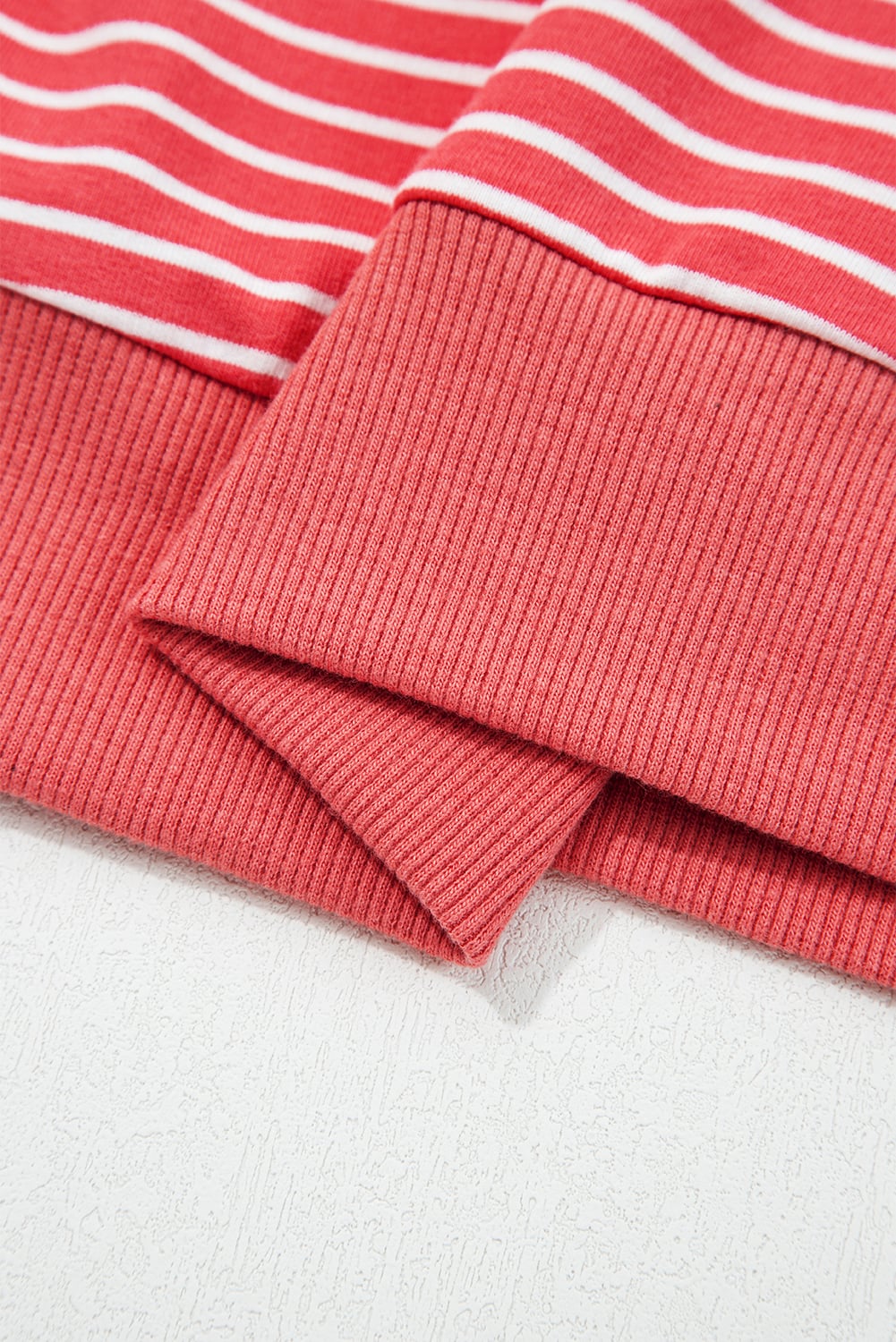 Red Stripe Puff Sleeve Stripe Hoodie