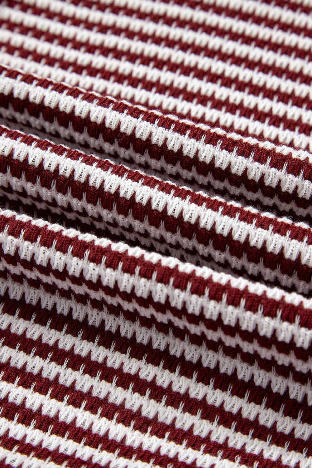 Red Stripe Ribbed Trim Drop Shoulder Long Sleeve Oversize Top