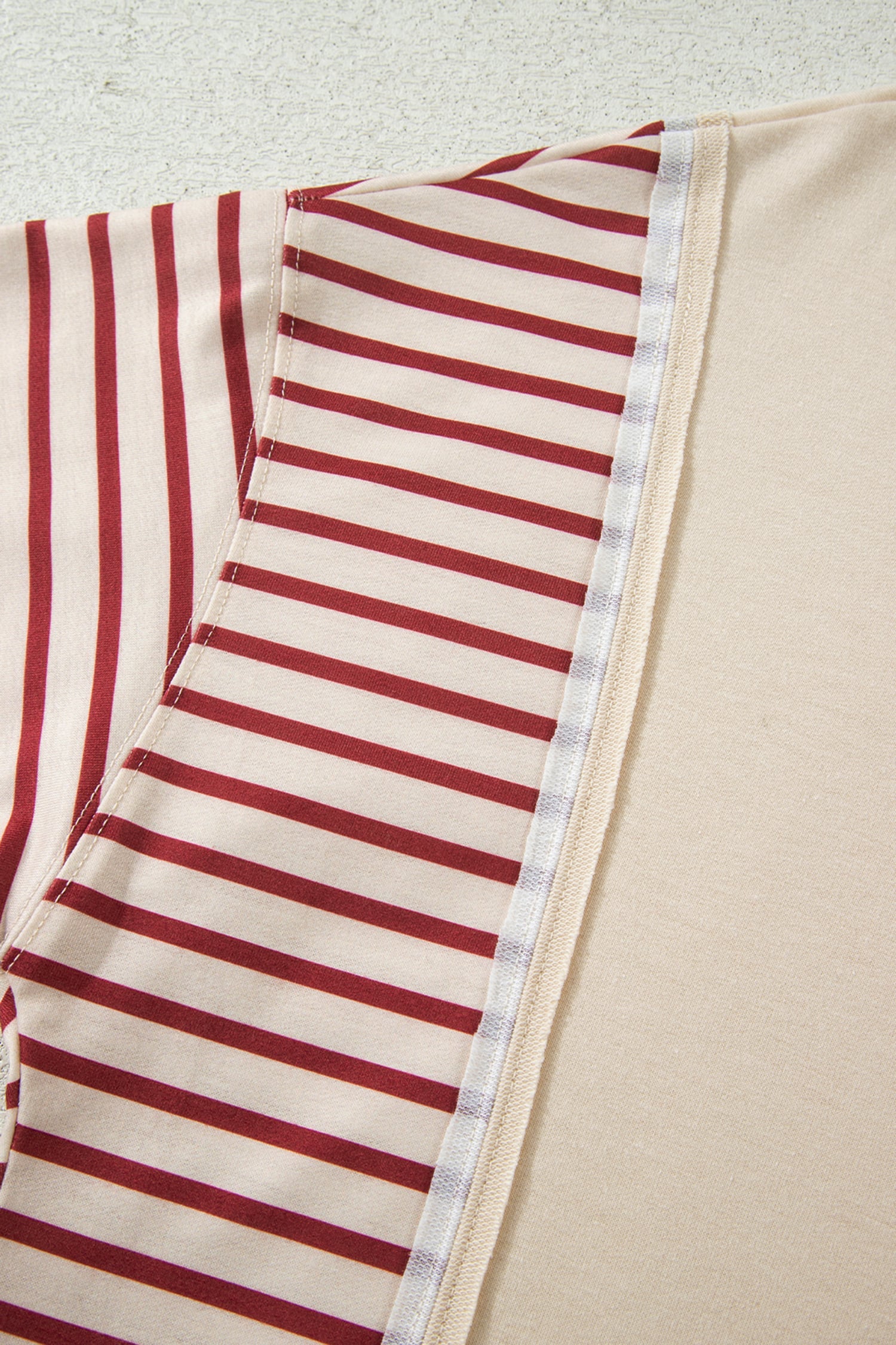Red Stripe Sleeve Patchwork Casual Knit Top