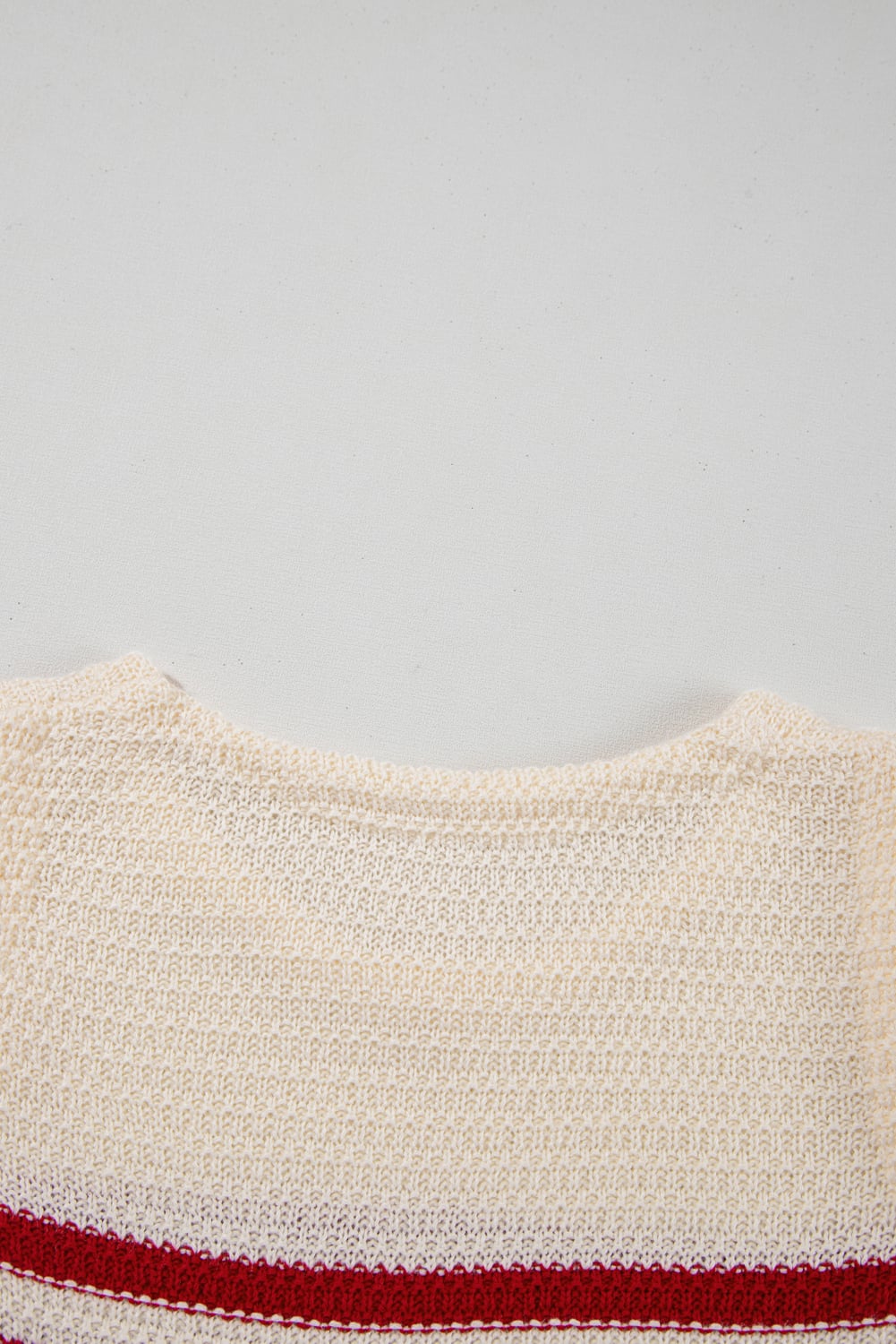 Red Stripe Textured Knit Ribbed Hem Sweater Tank Top