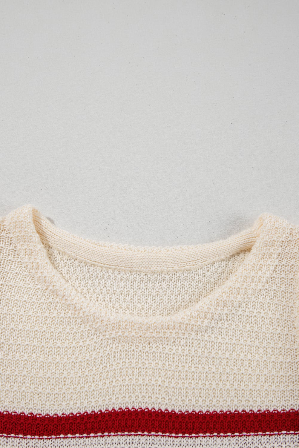 Red Stripe Textured Knit Ribbed Hem Sweater Tank Top