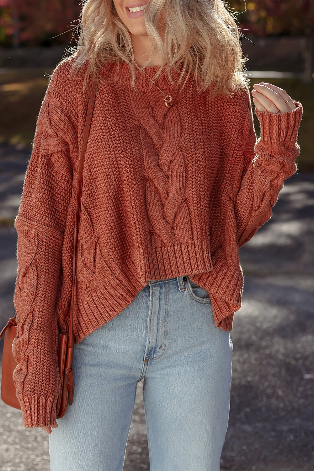 Redwood Burl Chunky Fit Slouchy Textured Knit Sweater