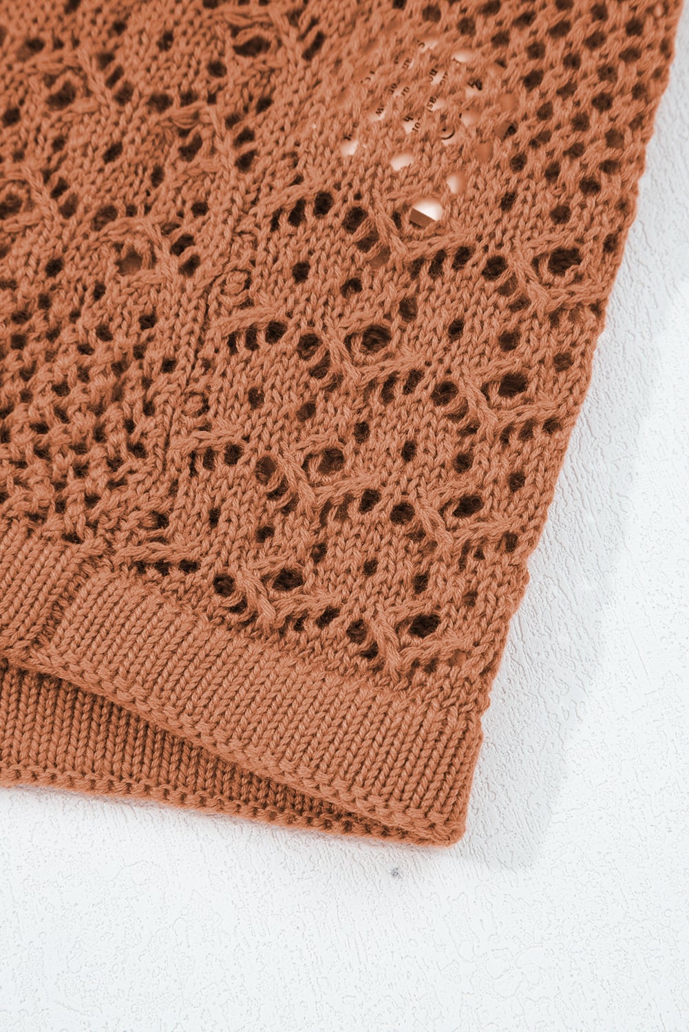 Redwood Burl Mix Pattern Hollowed Knit Open Front Cardigan