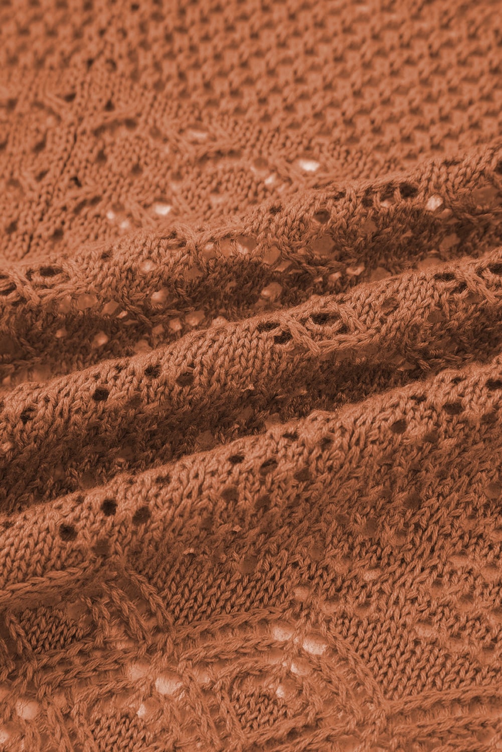 Redwood Burl Mix Pattern Hollowed Knit Open Front Cardigan