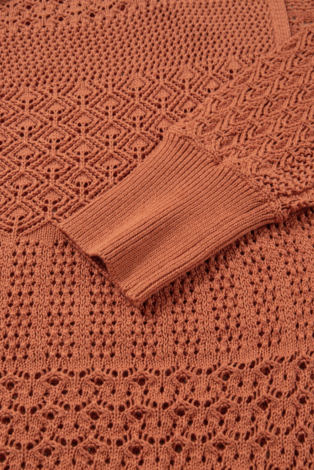 Redwood Burl Mixed Pattern Knitted Open Front Plus Cardigan