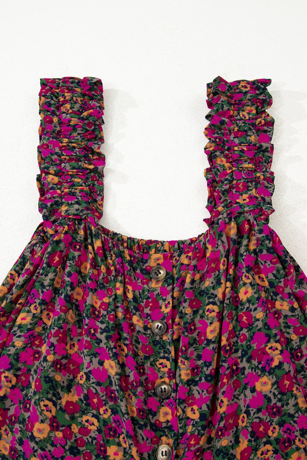 Rose Boho Frilled Straps Floral Tank Top