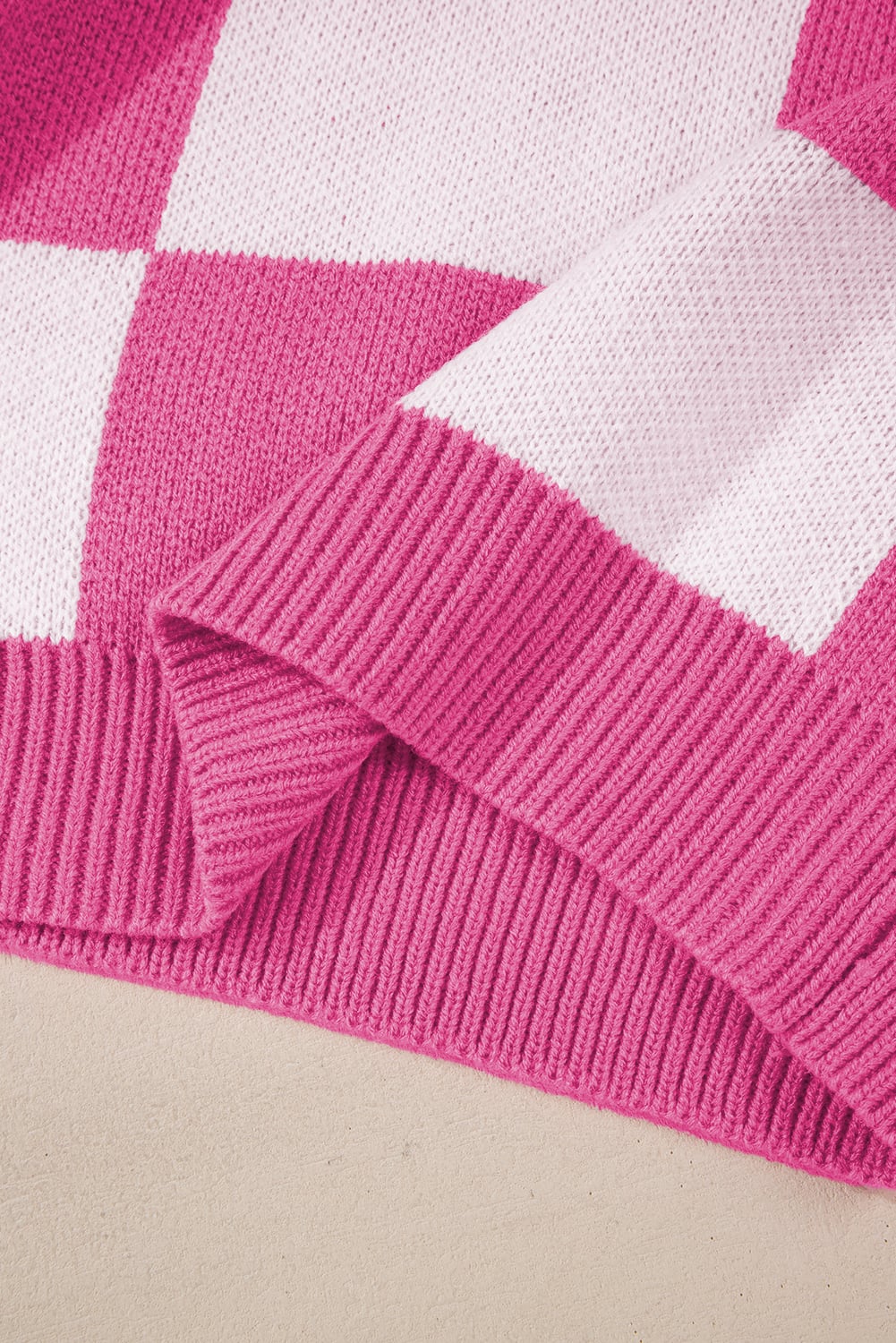 Rose Checkered Bishop Sleeve Sweater