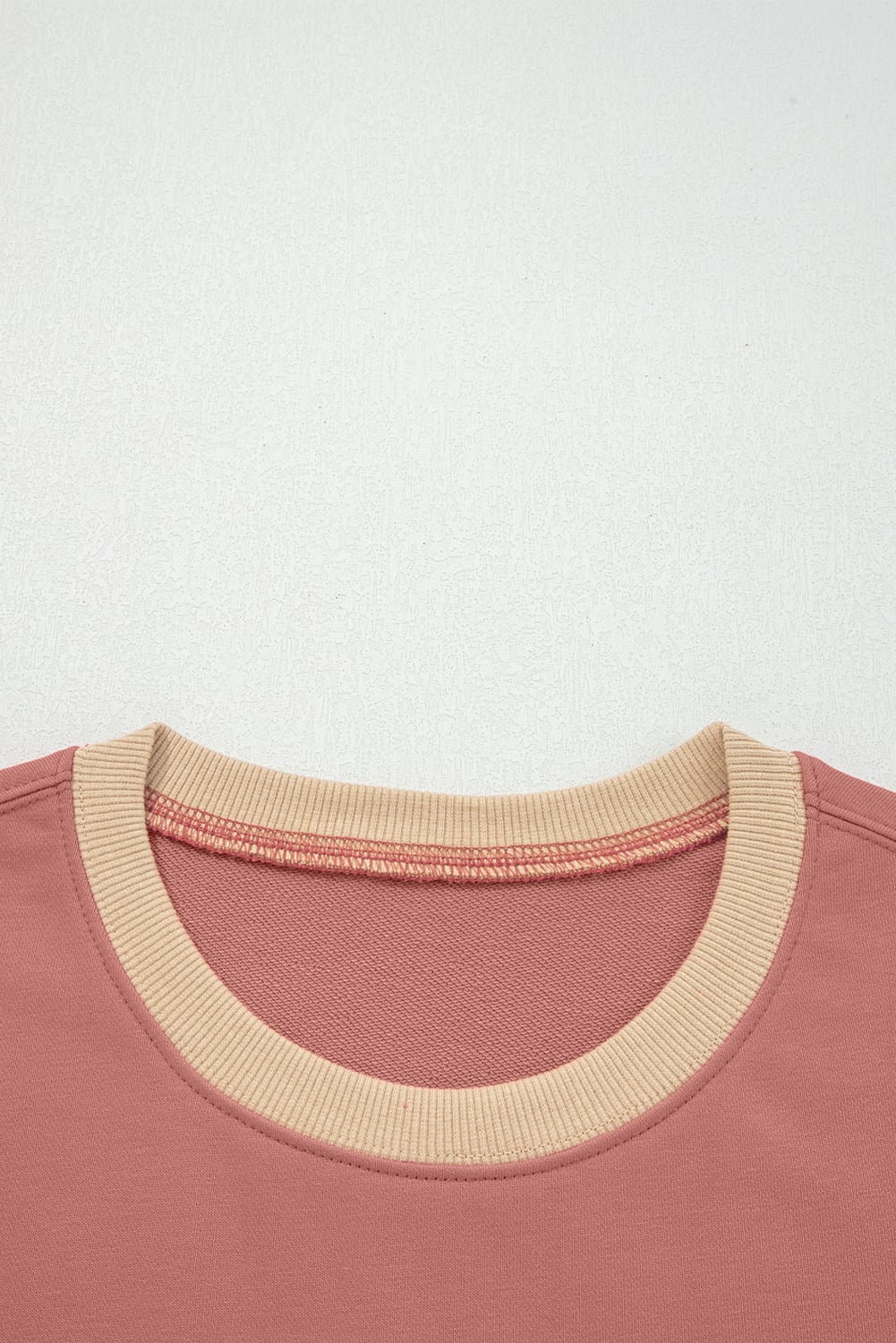 Rose Pink Contrast Star Patchwork Exposed Seam Uneven Hem Drop Shoulder Sweatshirt