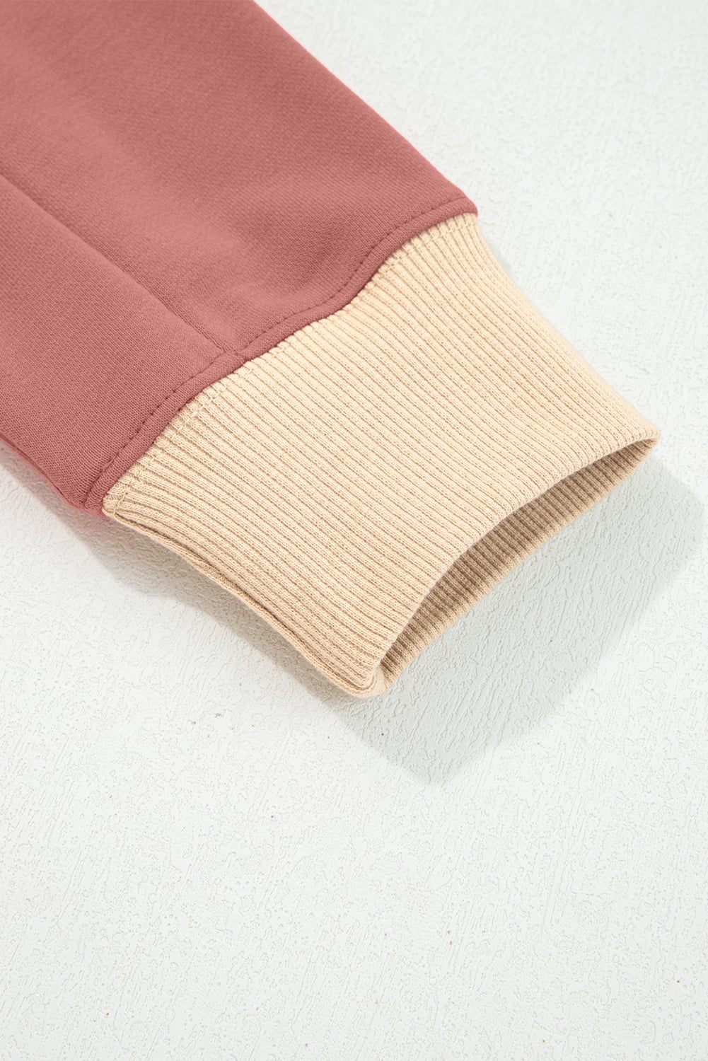 Rose Pink Contrast Star Patchwork Exposed Seam Uneven Hem Drop Shoulder Sweatshirt