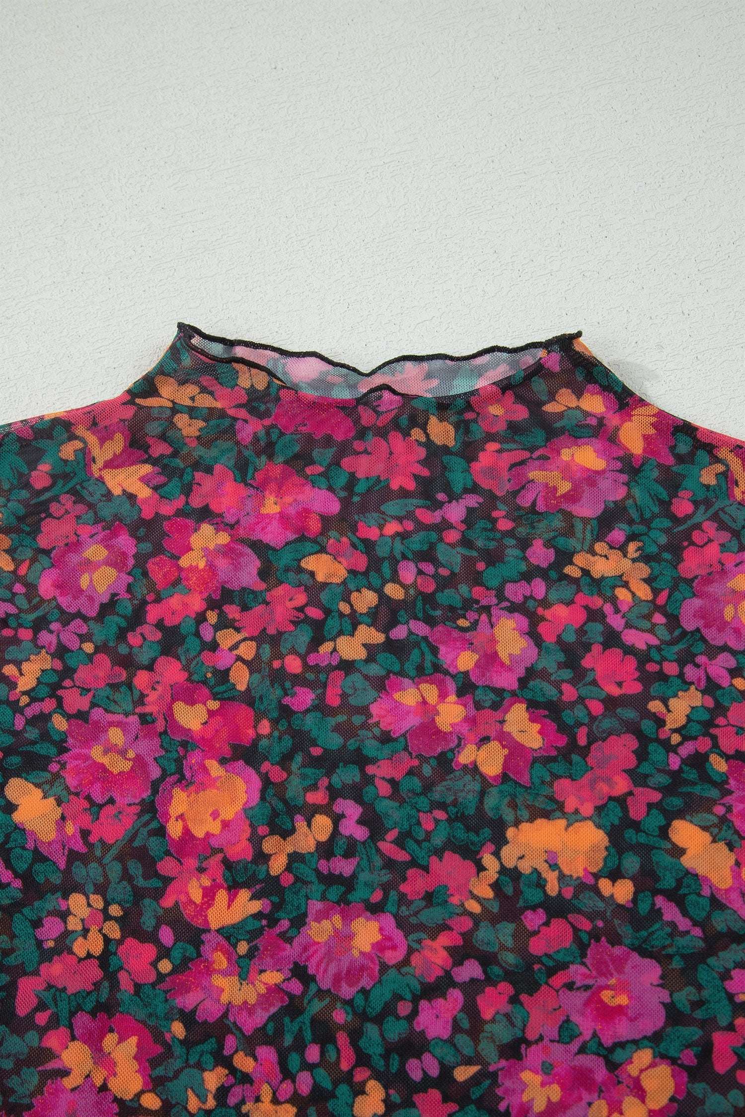 Rose Plus Size Floral Mesh Short Sleeve Top