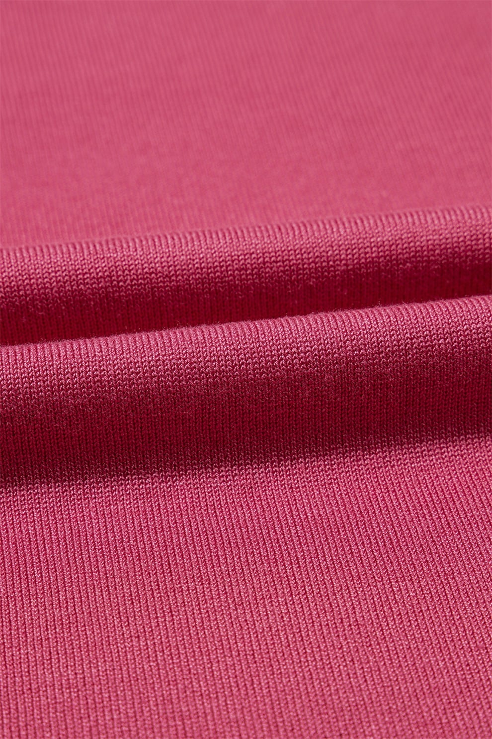 Rose Red Contrast Striped Trim Round Neck Half Sleeve Sweater