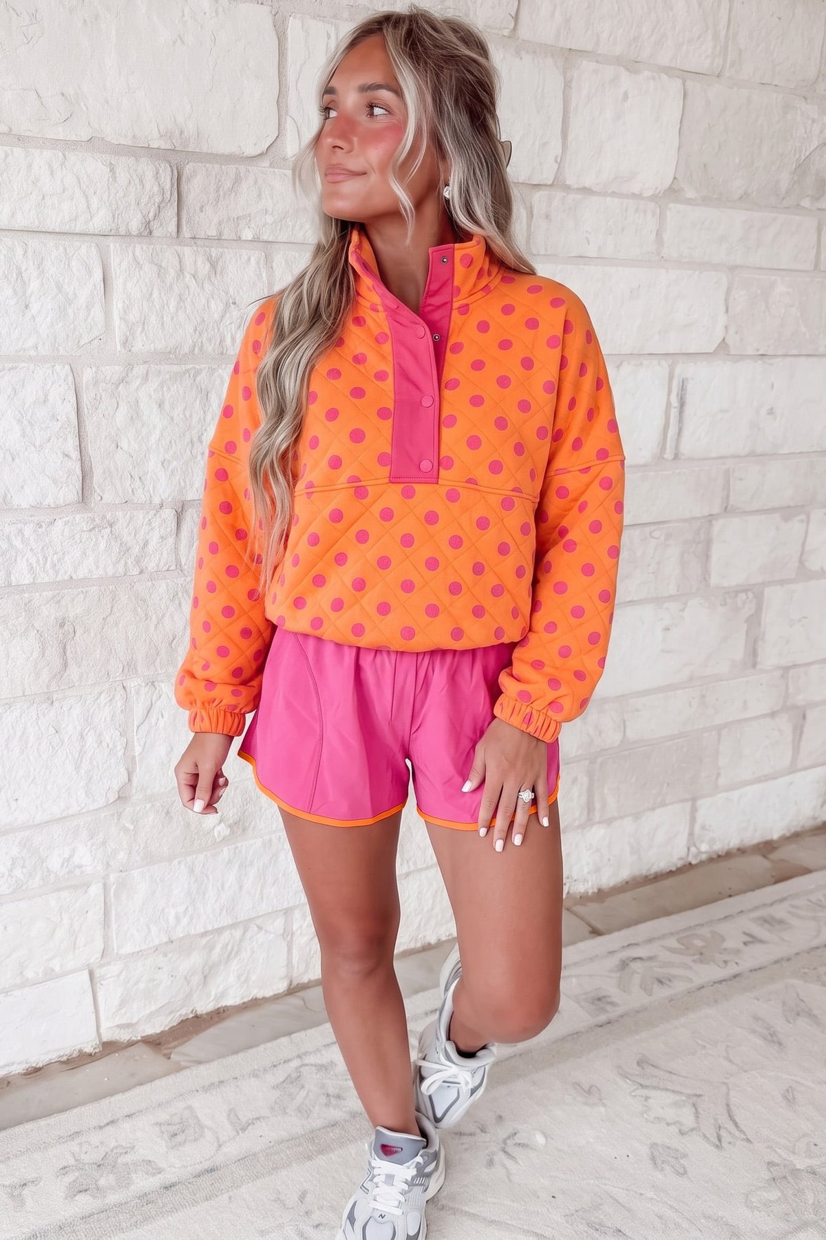 Rose Red Contrast Trim Active Casual Shorts