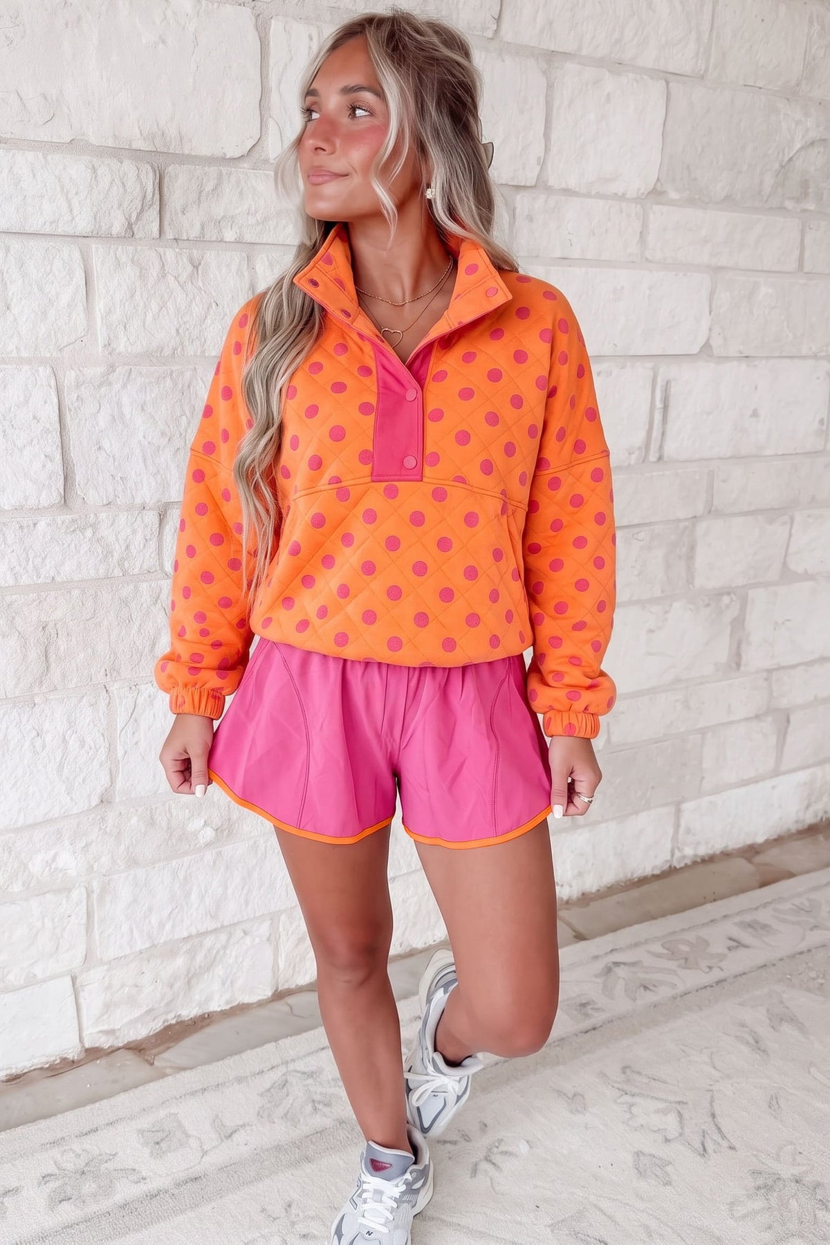 Rose Red Contrast Trim Active Casual Shorts