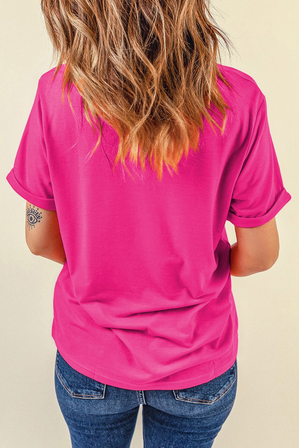 Rose Red Floral MAMA Lettering Bow Print T Shirt