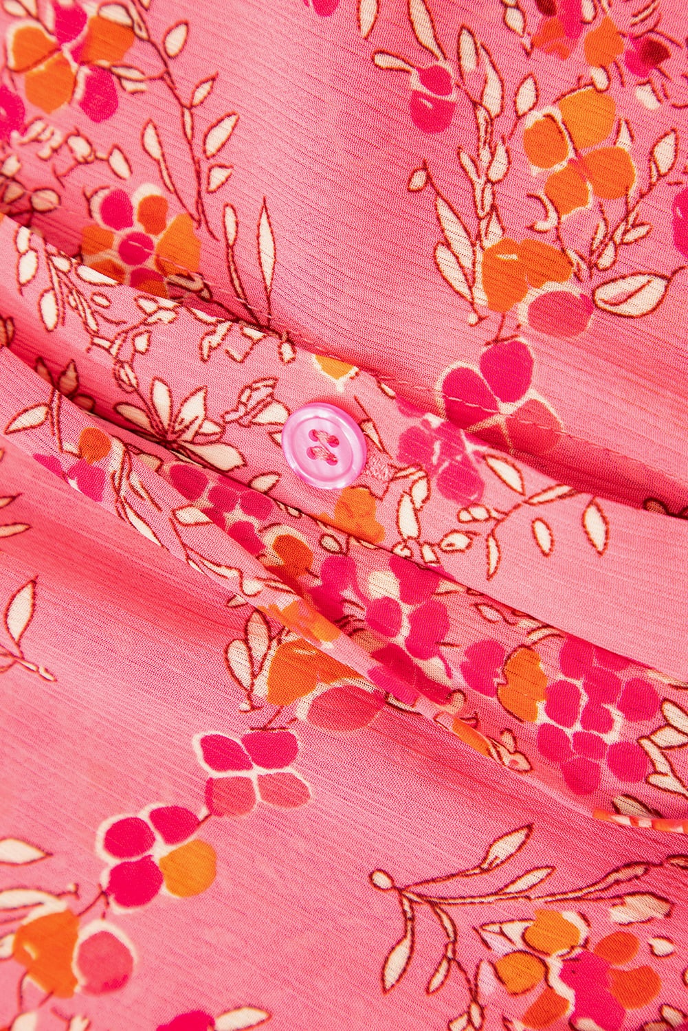 Rose Red Floral Print Wide Short Sleeve Loose Shirt