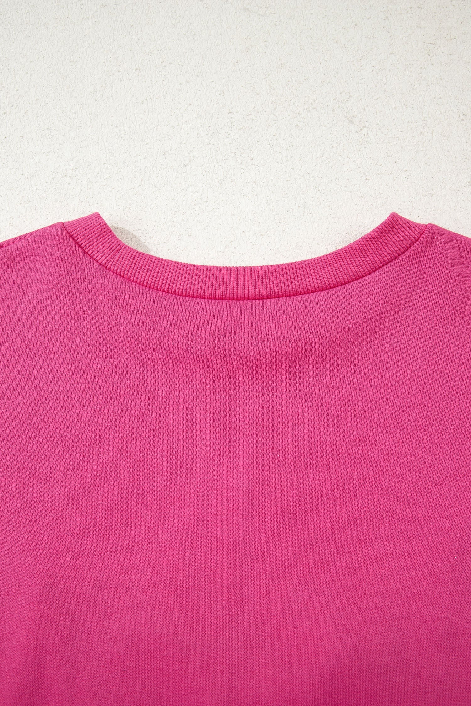 Rose Red Lucky Clover Embroidered Loose Pullover Sweatshirt