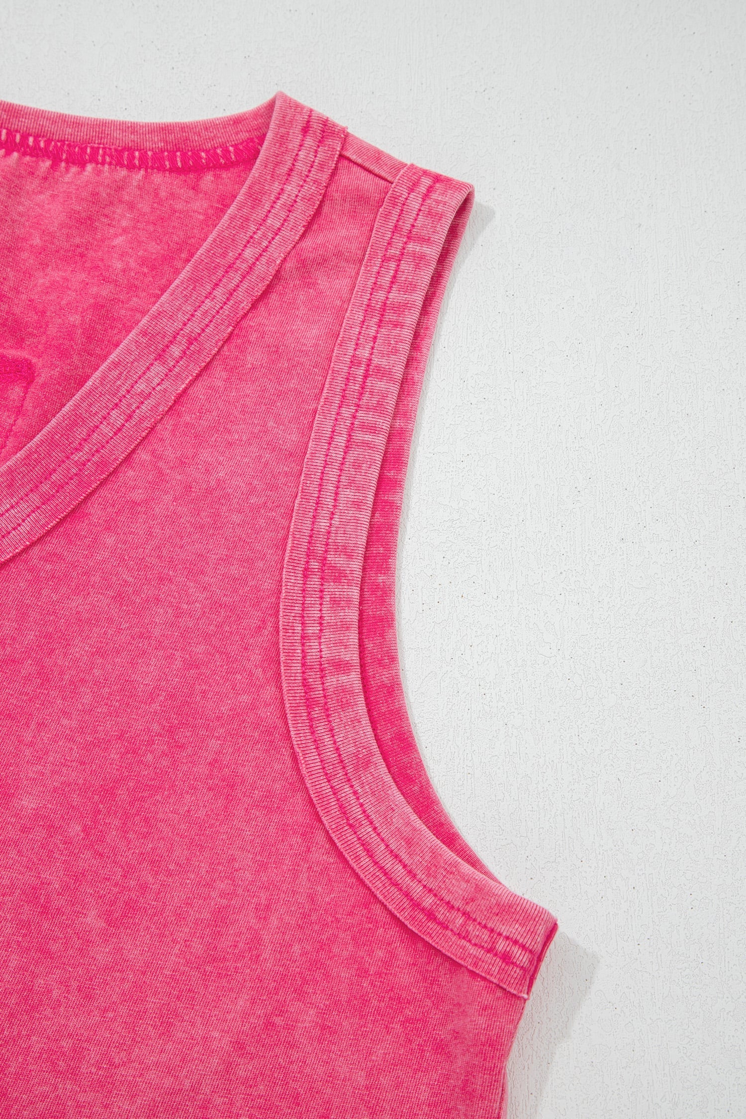 Rose Red Mineral Wash V Neck Tank Top