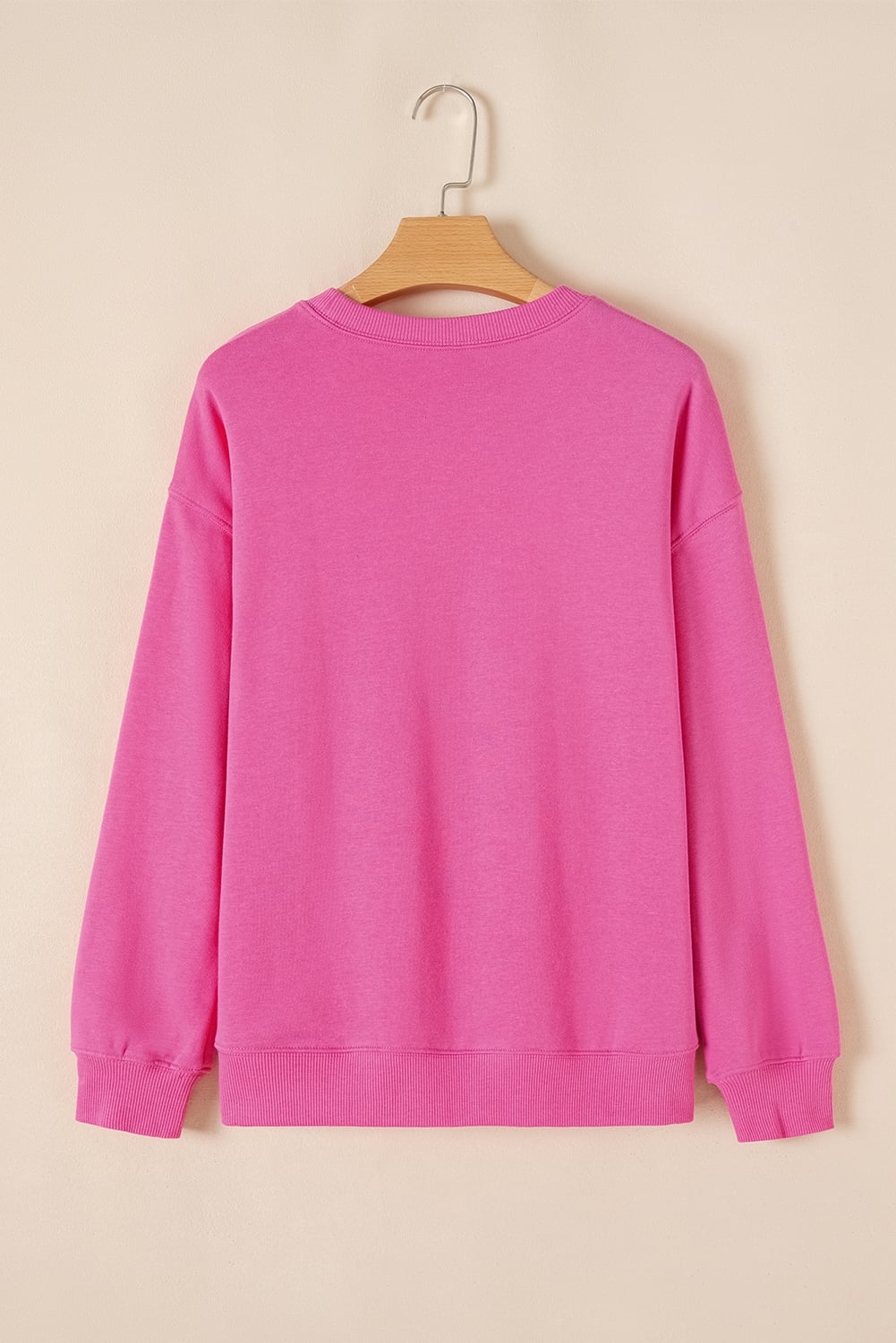Rose Red Solid Classic Crewneck Pullover Sweatshirt