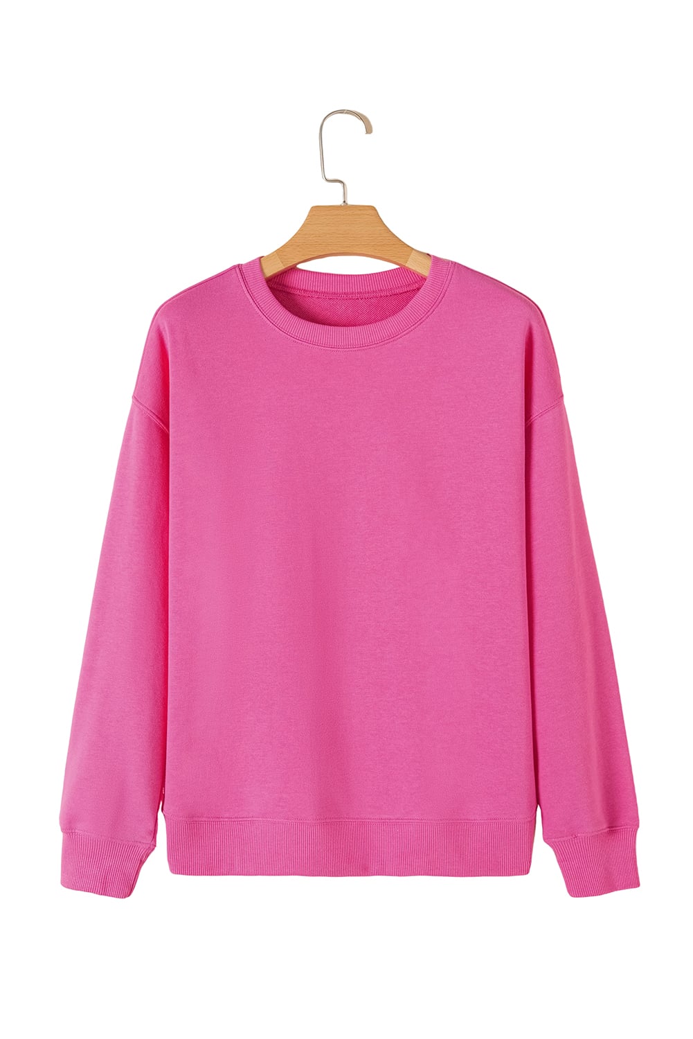Rose Red Solid Classic Crewneck Pullover Sweatshirt