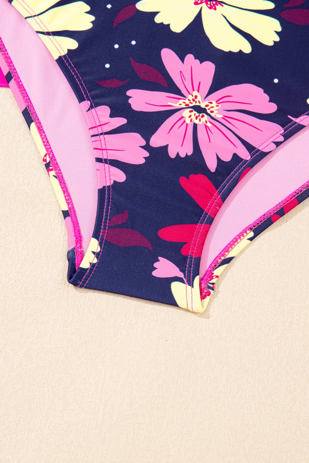 Rose Red Tie Shoulder Floral Print Cute Tankini Set